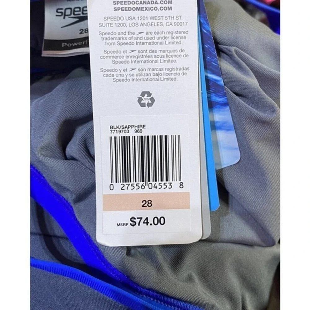 SPEEDO Bolt Splice Drill Back Swim‎ Suit BLUE Womens Sz 2 28